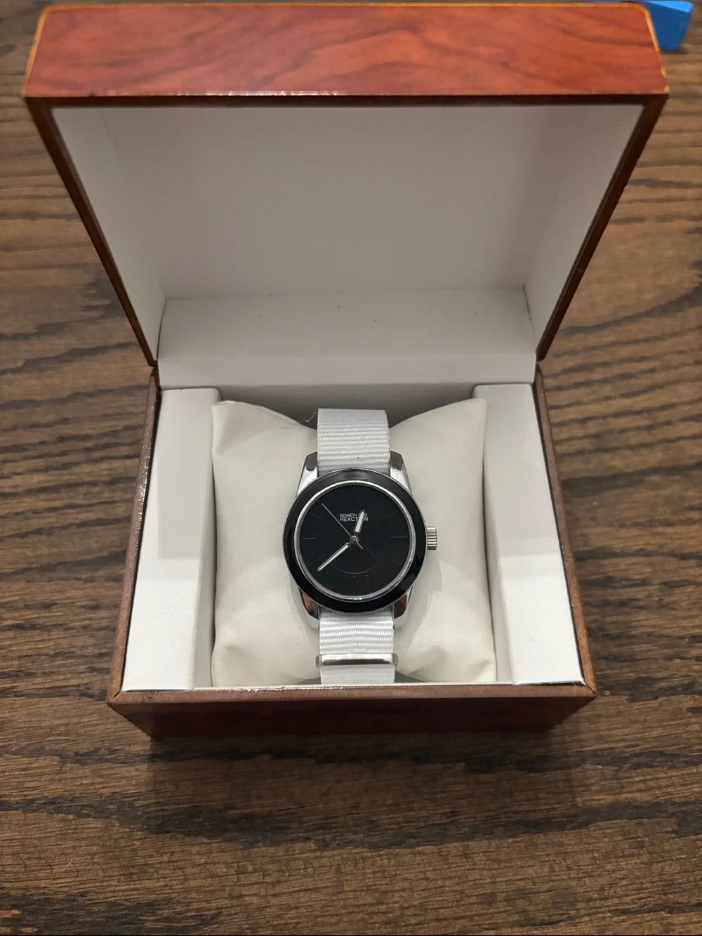 Kenneth Cole Reaction Black Dial Watch with White Nato Strap